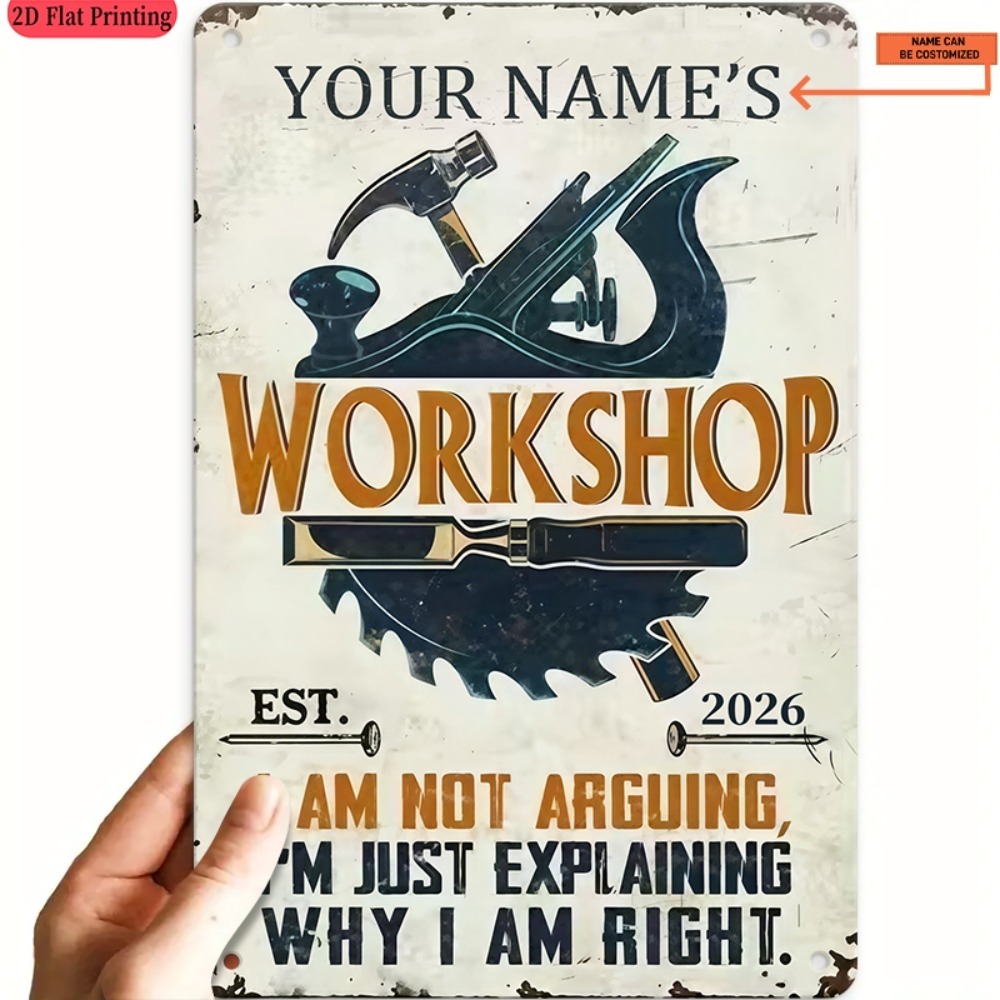 Workshop Tools With Name - [2D plat] 1 stuk metalen bord