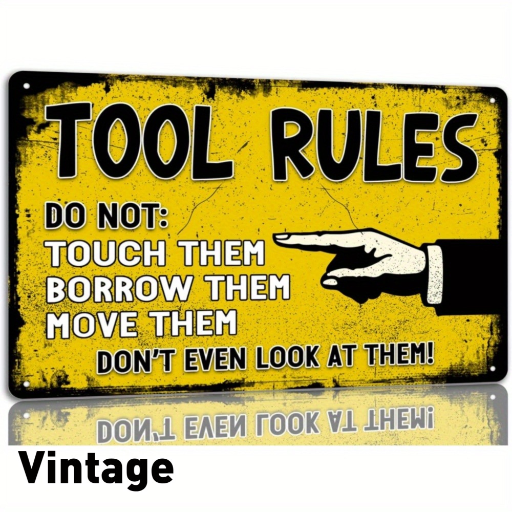 Workshop Tools Background - Vintage metalen bord met de tekst